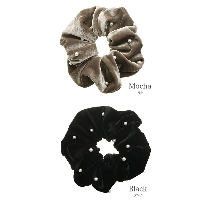 Vingtaine HS-164-BK- Velour, Big, Scrunchy, Elegant, Volume, Hair Access, Stylish,