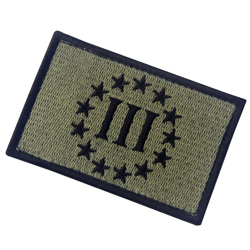 Three Percentage Tactical Morals Applique Embroidered Velcro Patch Olive Brown