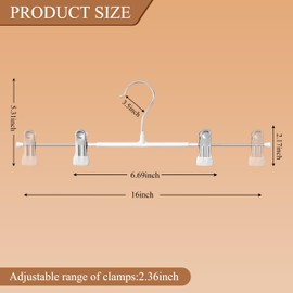 HWAJAN Pants Hangers with Clips for Women 20 Pack 16Inch Adjustable Heavy Duty Space Saving Skirt Hangers Non-Slip Trousers, Jeans Clothes,Shorts White