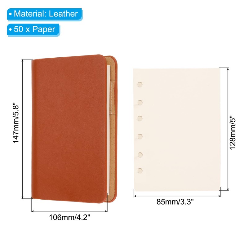 PATIKIL 6 Ring Binder Cover, 2 Pack A7 Leather Notebook