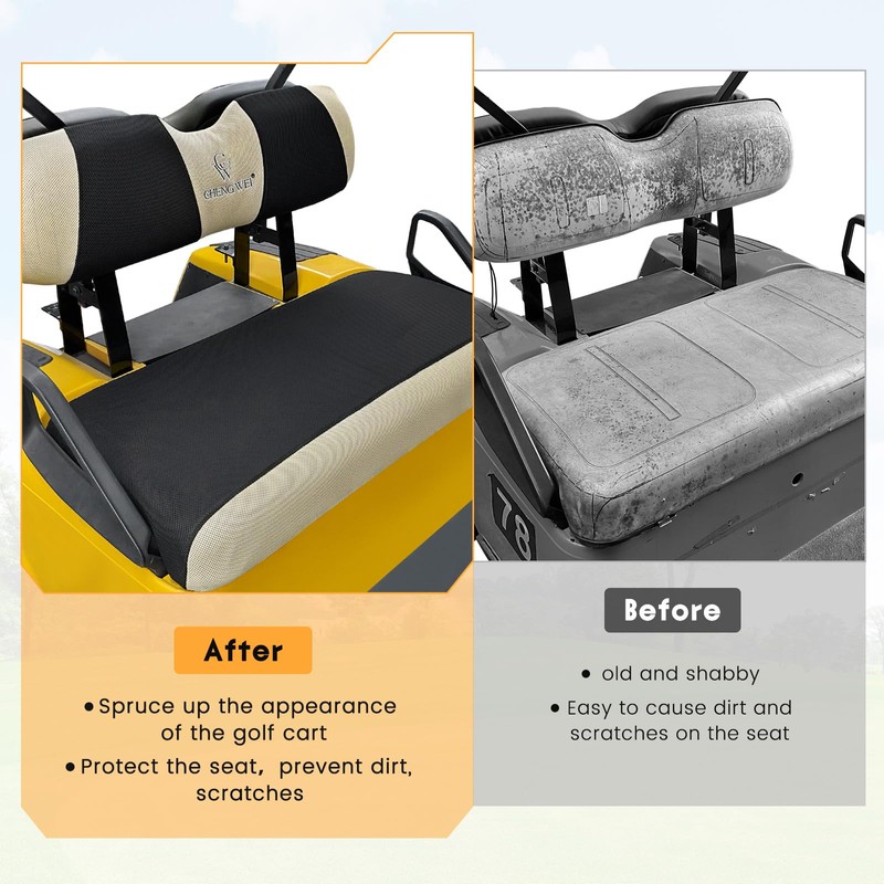 Golf Cart Seat Covers 2 Piece Front and Rear Seat