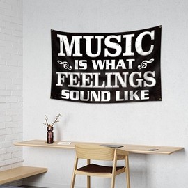 Vintage Music Sign Flag Tapestry 3x5 Ft with 4 Brass Grommets
