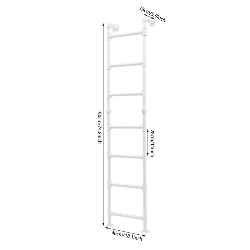 7-Step Wall Mounted Steel Ladder, Window Well Loft Ladder for