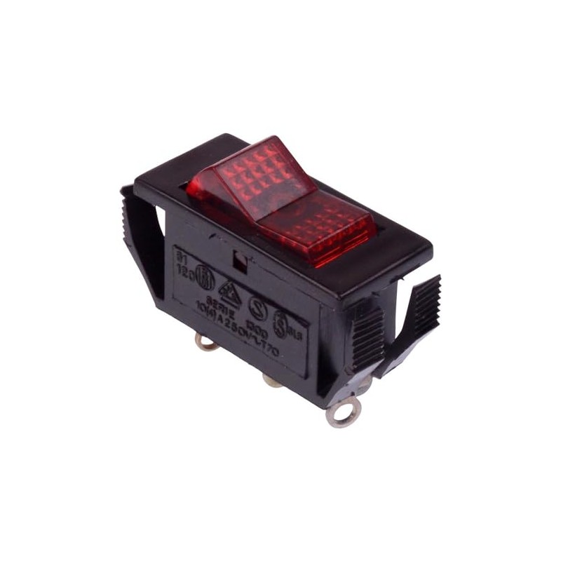 1300NB2NKR220V APEM Red illuminated On-Off Rocker Switch SPST 10A 250VAC