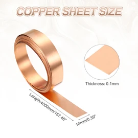 PATIKIL 0.1mm x 10mm x 4000mm Copper Sheet Roll, 99.9% Pure Copper Strip Flashing Metal Foil Plate for DIY Project Jewelry Craft Electrical Repair