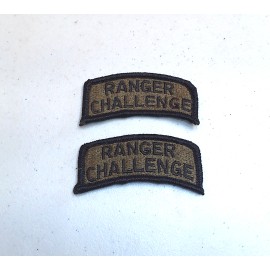 Pair of US Army ROTC Ranger Challenge OD Green Sew On Uniform Tab Patches