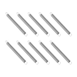 PATIKIL Extension Spring, 10pcs Wire Diameter 0.5mm, OD 5mm, Free Length 50mm 304 Stainless Steel Dual Hook Tension Springs for Lawn Tractor Home Repairs DIY, Silver