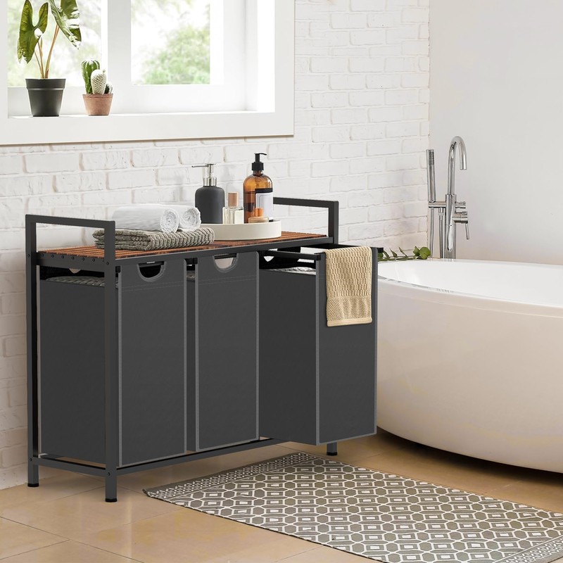 Sonharlar Laundry Hamper, Laundry Sorter with 3 Pull-Out Removable Oxford