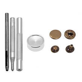 Trimming Shop 15mm 10pcs Bronze S Spring Press Stud Snap Fastener Four Parts with Fixing Hand Tools for DIY Arts & Crafts, Projects, Leathercrafts