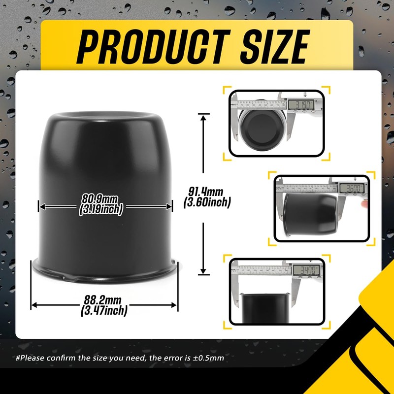 2Pcs 3.19" Stainless Trailer Wheel Center Caps, 3.6" H Matte