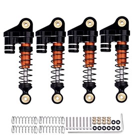 4pcs RC Mini Shocks Damper for 1/24 Axial SCX24 AXI90081 Deadbolt RC Crawler Car Upgrades Parts Replacement (Black&Orange)