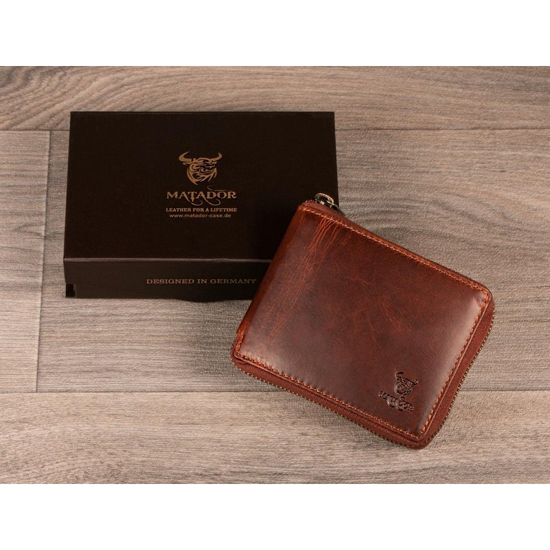 Matador Wallet 6404/A YKK Zip Landscape Format, brown, Vintage