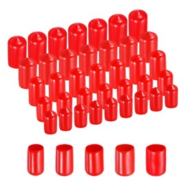 sourcing map 50pcs Round Rubber End Caps Protective Caps 8mm 9mm 10mm 11mm 12mm Red Screw Thread Protectors