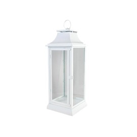 Serene Spaces Living Hurricane Lanterns with Clear Glass Panels, Perfect for Home Decor, Parties & Events, Table Top Or Hanging Lantern for Indoor & Outdoor (Medium - White)