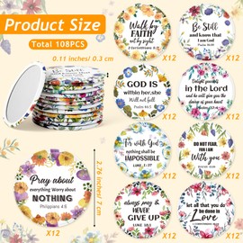 Y1tvei Bible Verse Compact Mirrors - 108Pcs Floral Bible Verse Mini Compact Mirrors Christian Gifts Bulk Inspirational Small Portable Round Pocket Makeup Mirror for Purse Church Party Favors for Women