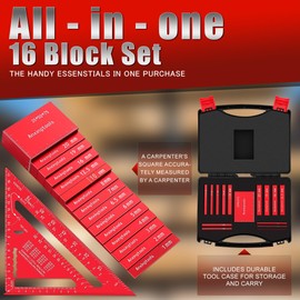 Metric Setup Blocks Height Gauge Set, 15pcs Precision Aluminum Setup Bars Guage Block Set Include Aluminum Alloy Triangle Ruler for Router and Table Saw Accessories Woodworking Set Up