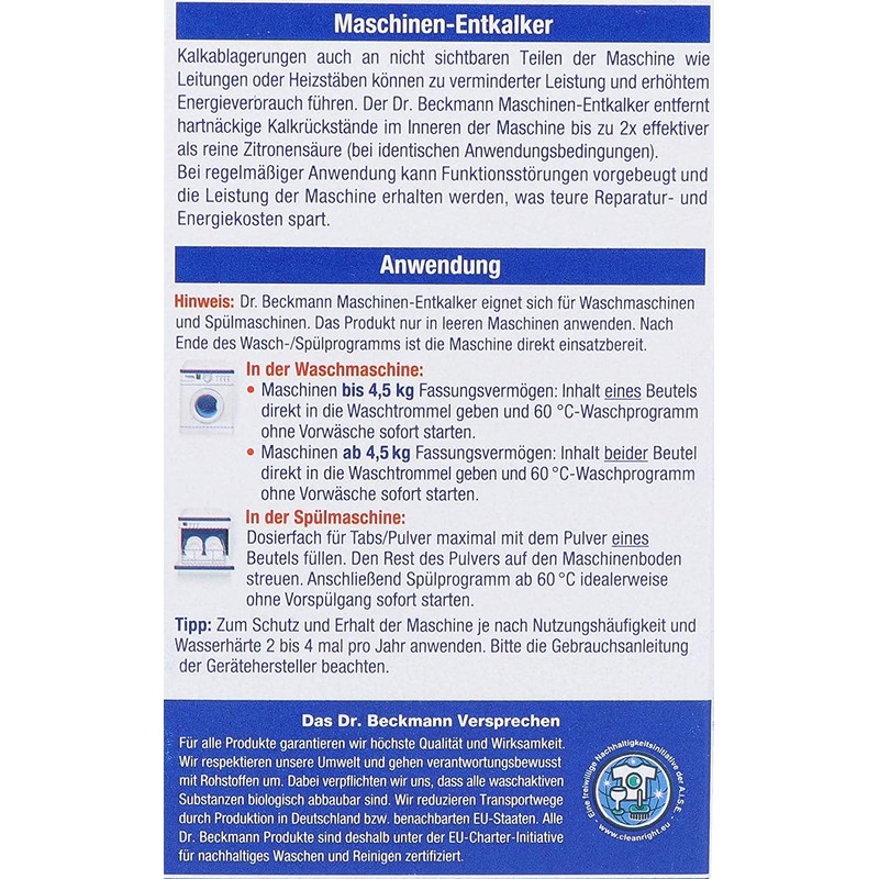 Dr. Beckmann Machine Descaler, Against Nasty Limescale Helps Prevent Functional