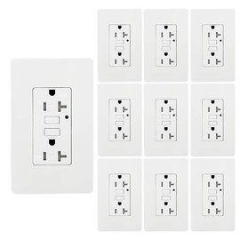 LEOD 20Amp TR&WR GFCI Outlet,125 Volt Tamper-Resistant and Weather-Resistant Receptacle with LED Indicator, 2 Wall Plates and Screws Included, White, ETL Listed (10 Pack)