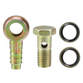 X AUTOHAUX 1Set Banjo Bolt Kit M12x1.5 Banjo Bolt Hose Barb Fitting Brake Line Fitting Adapter with Copper Washers for Motorcycle Car Iron Bronze Tone