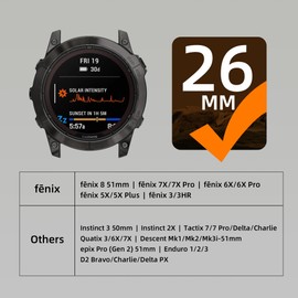 Bandletic 26mm Rugged Nylon Compatible with Garmin 26mm Easy Fit Watch Straps, Magnetic Fidlock V-Buckle Strap for Fenix 8 E 51mm/7X 6X Pro/5X Plus/3 HR/Tactix/Descent/Enduro/Instinct 2X/ Quatix 3