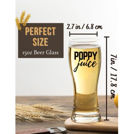 Onebttl Poppy Gifts for Fathers Day, Christmas, 15oz Beer Pint Glass Poppy Gift for Grandpa from Granddaughter Grandson