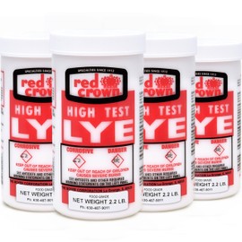 RED CROWN The Boyer Corporation Lye for Soap Making, Sodium Hydroxide Pure High Test Food Grade Lye, Caustic Soda, Drain Cleaner and Clog Remover, 4 Pack 2.2 lbs