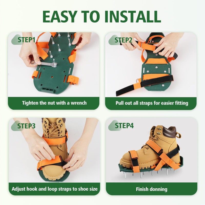 Lawn Aerator Shoes for Grass, Lawn Aeration Shoes with Adjustable