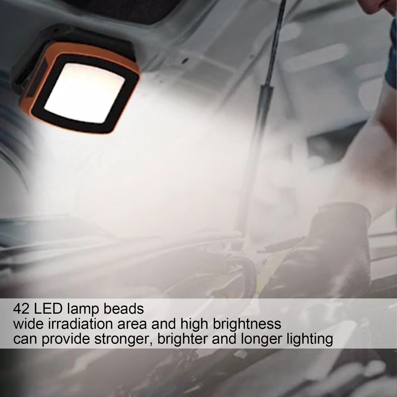 Orange Portable Rechargeable Work Light LED Flood Lights Folding Stand