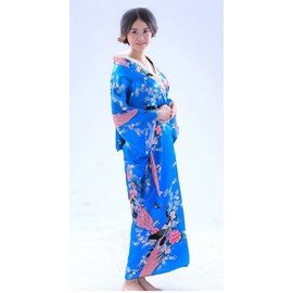 Botanmu Women's Peacock Kimono Robe Japanese Dress Photography Cosplay Costume 5 Colors(Sky Blue)