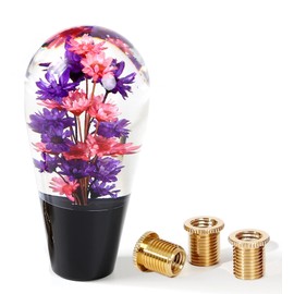 ライフパレット Flower Shift Knob Shifter Knob Gear Shift Knob Shift Lever Knob Car Gear Stick Head Unique Shift Handle Fit Most Automatic Manual Vehicles Trucks Round Shaped (Black Shaft Purple × Pink)