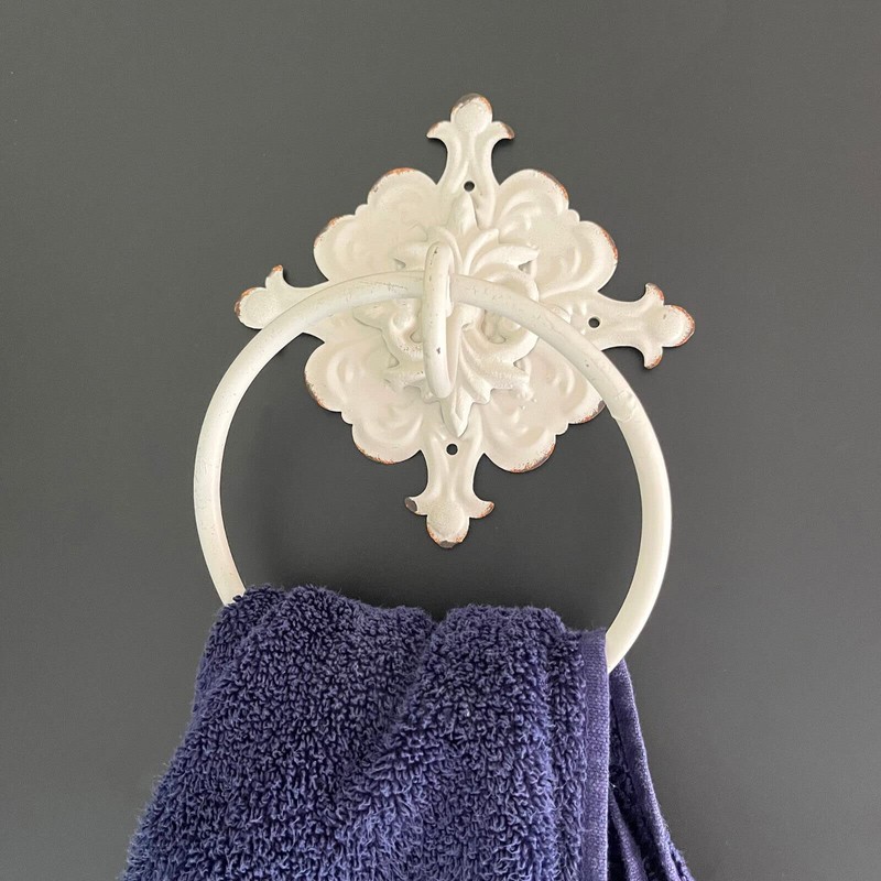 Square Towel Ring Metal French Shabby Shic Bathroom Wall Mounted
