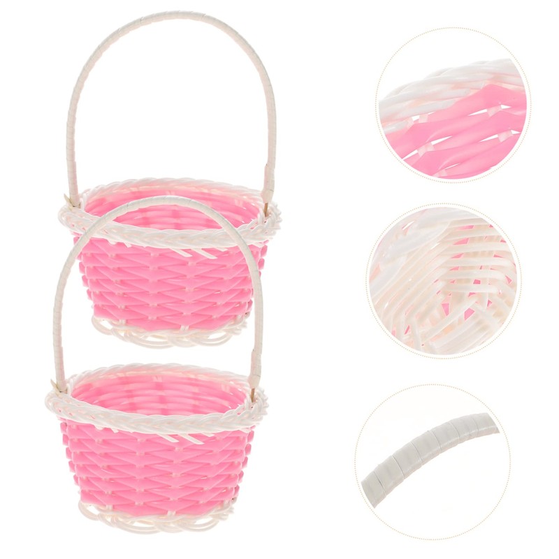 WHAMVOX 6Pcs Mini Plastic Woven Baskets for Easter Egg Decoration