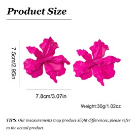 Hot Pink Flower Earrings for Women Big Floral Earrings Large 3D Flower Statement Jewelry Gifts