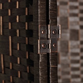 RHF 6 Ft. Tall Extra Wide-Diamond Weave Fiber Room Divider, 8 Panel Room Divider/Screen,Room Dividers And Folding Privacy Screens 8 Panel&Room Dividers And Folding Privacy Screens-Dark Coffee, 8 Panel