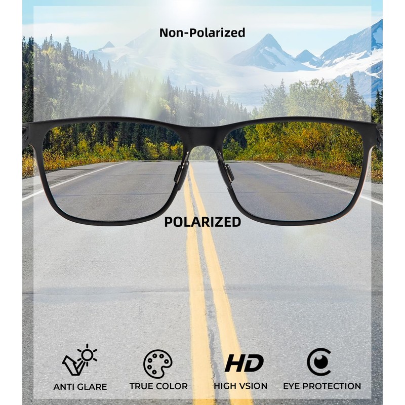 QALLY Carbon Fiber Polarized Sunglasses for Men Trendy Driving Sunglasses