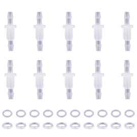 10 Packs 3/32" Hose Barb Thru-Bulk Bulkhead Fitting Plastic Hose Barb Fittings, Pipe Connector Fittings for Aquarium Fish Tank Garden Laboratory