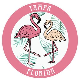 Tampa, Florida Two Flamingos Decorative Car Truck Window Sticker Decal Vinyl Die-Cut Badge Emblem Vacation Souvenir Travel Gear