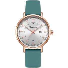 RUYEOOK Quartz Analog Watch,Silicone Band, Calendar Date Display, Water Resistant, Watch for Women Nurses Female Nursing Students Lady (R8633 Green)