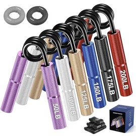 14 PCS Ejercitador de Antebrazo, 50-200 lb Entrenador Ejercitador de Mano | Fortalecedor de Agarre de Mano, con 6 Rollos de Cinta de Agarre y 2 Anillo