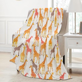 Aonimonis - Manta de franela con patrón de jirafa para mujer, suave, mullida, cálida, acogedora manta de franela para recámara, viajes, sofá, decoración del hogar, 50 x 60 pulgadas