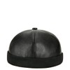 Teanea Unisex Faux Leather Docker Cap Brimless Leon Hat Skull