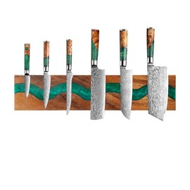 11.8in/30cm Farmhouse Green Magnetic Knife Holder, Wall Mounted Knife Rack of Dark Brown and Deep Green, Knife Holder for Kitchen Utensil Organizer Tool Holder, Multipurpose