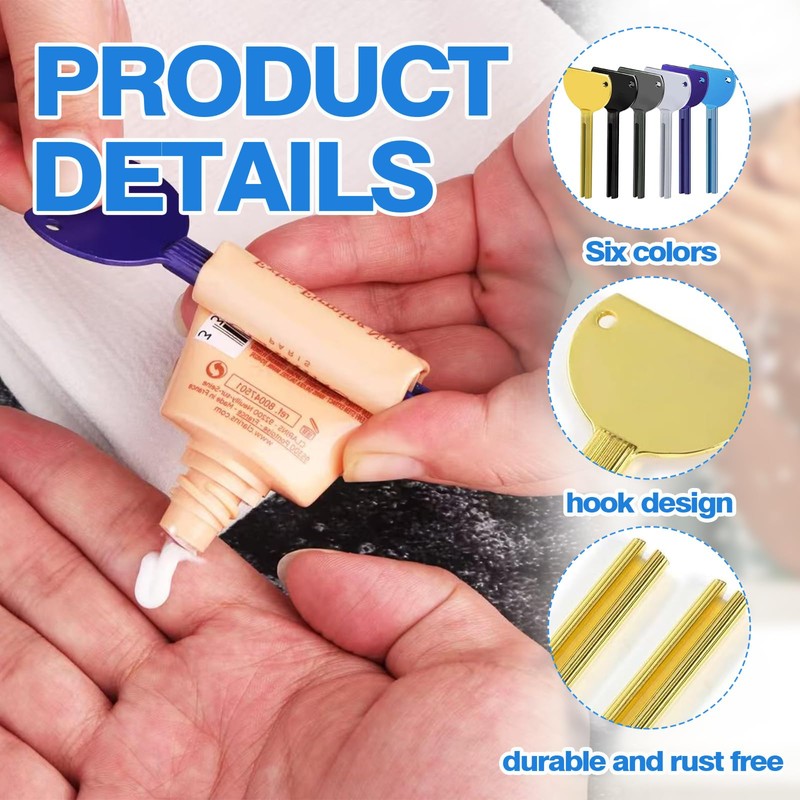 Toothpaste Squeezer, 6-Pack Stainless Steel Tube Rollers, Durable and Reusable,