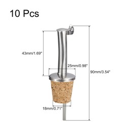 uxcell Stainless Steel Bottle Pourers, 10Pcs Auto Flip Olive Oil Spout, Cork Design Wine Bottle Stoppers, for Pours Liquid, Olive Oil, Wine, Vinegar