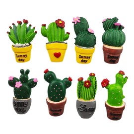 8 pcs/Set 3D Resin Refrigerator Magnets Series Home Decor Fridge Magnetic Stickers Photo Office Message Kitchen Accessories (Cactus Series)