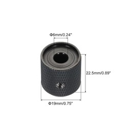 MECCANIXITY Guitar Bass Dome Knobs Black Shell Top 6mm Black Metal Volume Tone Control for Electric Guitar Bass with Inner Hexagon Spanner Pack of 3