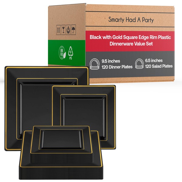 Elegant Disposable Plastic Heavy Duty Dinnerware Sets, Square Plastic Plates,