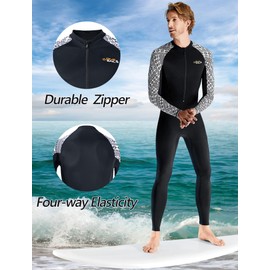 Men's Full Body Dive Skin Wetsuit Surfing Suit Long Sleeve Surfing Suit Snorkeling Kayaking Water Aerobics Diving Suit Quick Dry Swimming One Piece Sunsuit