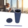 Coffee Tumbler with Lid and Straw Matte Dark Blue Double