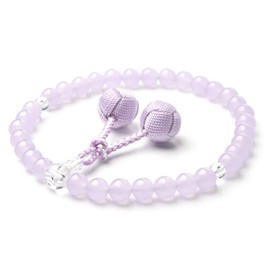 Buddhist Prayer Beads for Women, 0.3 inch (8 mm) with Prayer Bag for All Sect Prayer Beads Natural Stone (LAVENDER CHALCEDONY)